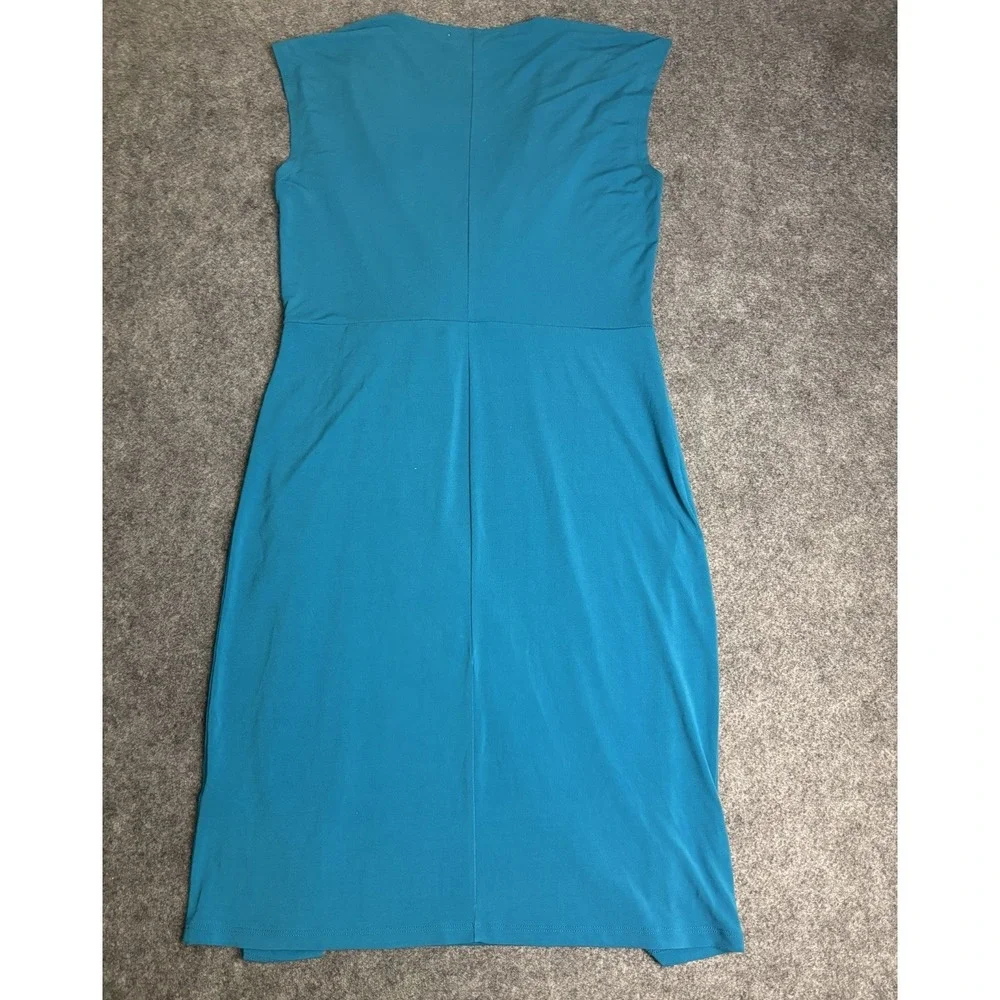 Michael Kors Teal Ruched Wrap Midi Dress Women's M Cocktail Career. ‎ A4